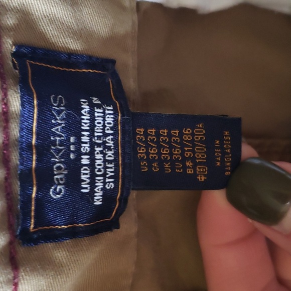 Gap Lived In Slim Straight Fit Cotton Khaki Chino Pants - Picture 4 of 9